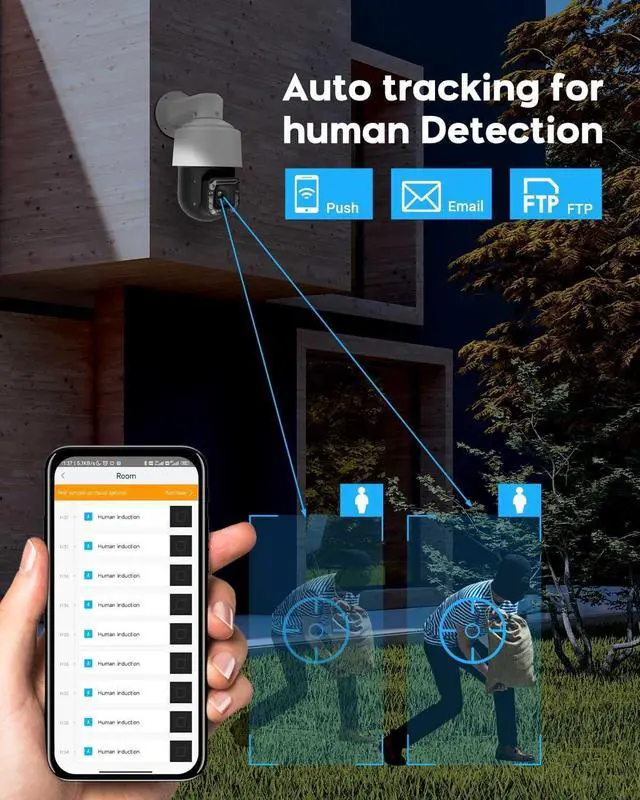 Alt view image 4 of 7 - VIKYLIN 4K PTZ Outdoor Camera 8MP IP POE Auto Tracking Pan Tilt 18xOptical Zoom with Wiper,Spotlights Color Night Vision,AI Human/Vehicle Detection,2-Way Talk, SD (512GB)