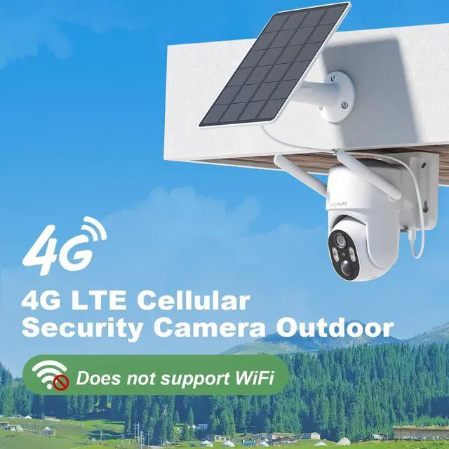 Alt view image 2 of 7 - No WiFi Security Camera Outdoor, 4G LTE Cellular Security Camera That Do Not Require No WiFi, 360 Camera Outdoor PTZ, Solar Surveillance Camera, 2K HD, Motion Detection, (US Version)