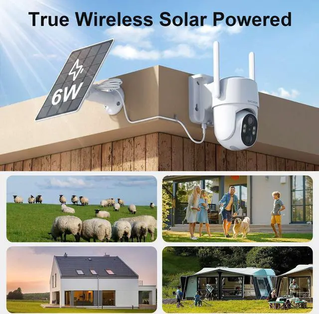 Alt view image 3 of 7 - No WiFi Security Camera Outdoor, 4G LTE Cellular Security Camera That Do Not Require No WiFi, 360 Camera Outdoor PTZ, Solar Surveillance Camera, 2K HD, Motion Detection, (US Version)