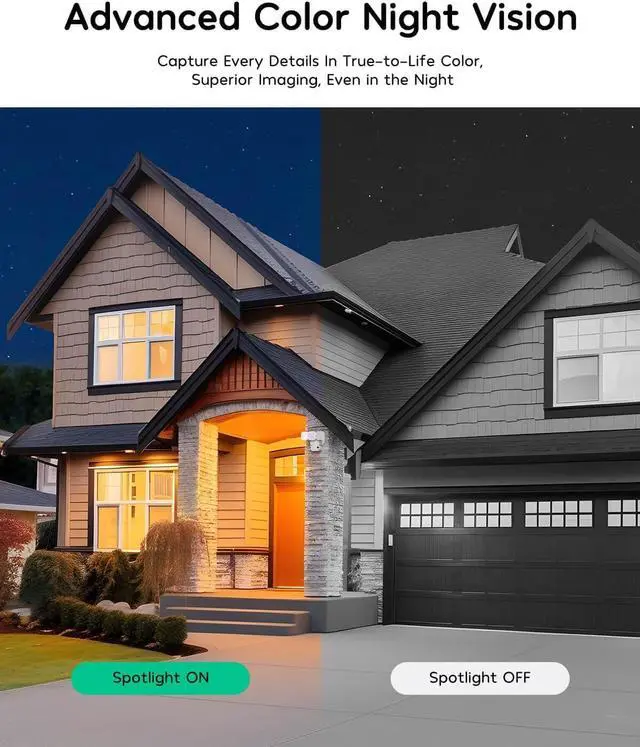 Alt view image 4 of 7 - winees Floodlight Camera, 2K HD Dual-Lens Outdoor Security Camera, 180 Degree Panoramic Motion Detection, 3000 Lumens, Color Night Vision, 110dB Siren, 2-Way Audio (White)