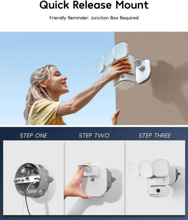 Alt view image 6 of 7 - winees Floodlight Camera, 2K HD Dual-Lens Outdoor Security Camera, 180 Degree Panoramic Motion Detection, 3000 Lumens, Color Night Vision, 110dB Siren, 2-Way Audio (White)