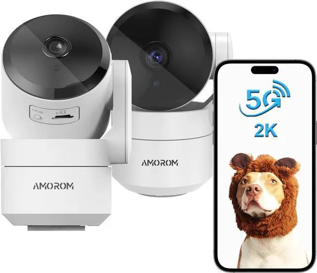 Main image of 5/2.4G Wi-Fi Indoor Camera 2 Pack,2K Home Security Camera,360-Degree Pet Camera with Phone App,Night Vision Pan-Tilt Dog Camera,Baby Monitor with AI Motion Detection,Cloud & SD Card Storage