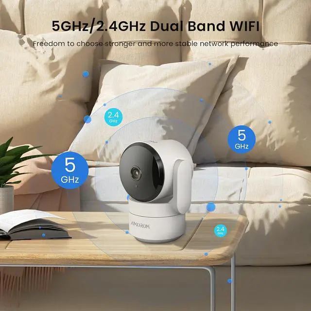 Alt view image 2 of 7 - 5/2.4G Wi-Fi Indoor Camera 2 Pack,2K Home Security Camera,360-Degree Pet Camera with Phone App,Night Vision Pan-Tilt Dog Camera,Baby Monitor with AI Motion Detection,Cloud & SD Card Storage