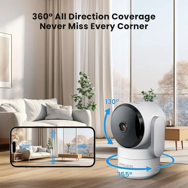 Alt view image 4 of 7 - Gadpiparty Pet Camera 360° Home Security Cameras with 2-Way Audio,Night Vision,Motion Detection,Dog Camera with Phone app,Pan/Tilt,Cloud & SD Card Storage,Compatible with Alexa/Google Home,2.4GHz WiF