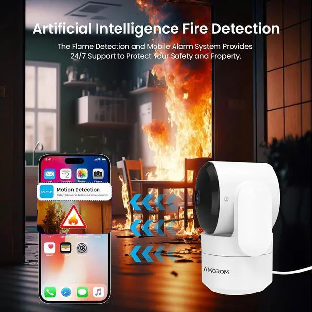 Alt view image 6 of 7 - Gadpiparty Pet Camera 360° Home Security Cameras with 2-Way Audio,Night Vision,Motion Detection,Dog Camera with Phone app,Pan/Tilt,Cloud & SD Card Storage,Compatible with Alexa/Google Home,2.4GHz WiF
