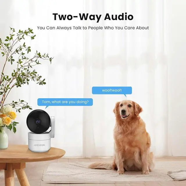 Alt view image 3 of 7 - Gadpiparty Pet Camera 360° Home Security Cameras with 2-Way Audio,Night Vision,Motion Detection,Dog Camera with Phone app,Pan/Tilt,Cloud & SD Card Storage,Compatible with Alexa/Google Home,2.4GHz WiF