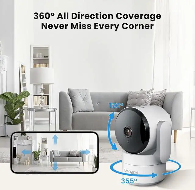 Alt view image 2 of 7 - indoor Security Camera, 360 Pan/Tilt Home Security Camera for baby monitor,2-Way Audio,Night Vision, Motion Detection,Cloud & SD Card Storage,Pet Camera Compatible with Alexa/Google,2.4GHz WiFi,3 Pack