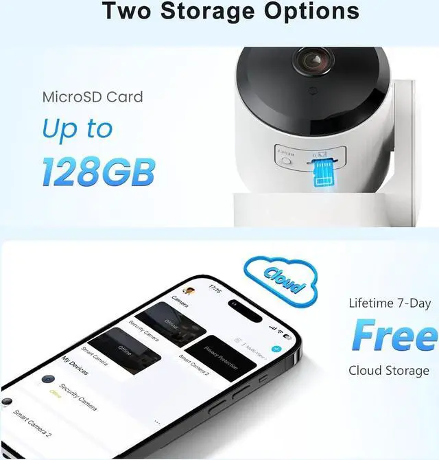 Alt view image 7 of 7 - Gadpiparty Pet Camera 360° Home Security Cameras with 2-Way Audio,Night Vision,Motion Detection,Dog Camera with Phone app,Pan/Tilt,Cloud & SD Card Storage,Compatible with Alexa/Google Home,2.4GHz WiF