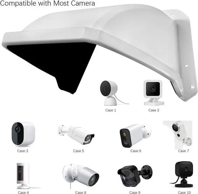 Alt view image 7 of 7 - Universal Security Camera Sun Rain Cover Shield Cover Shield for Surveillance Camera Protective Roof for Dome/Bullet Outdoor Camera (White)