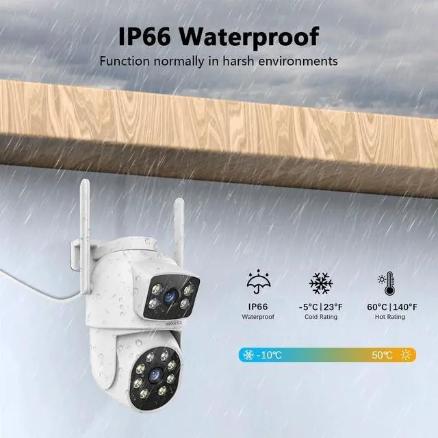 Alt view image 7 of 7 - OOSSXX (Dual Lens) Security Cameras Outdoor System,Wireless WiFi PTZ Camera for Home/House Surveillance,2-Way Audio/Video,Color Night Vision/Waterproof,Door Monitor and Alarm
