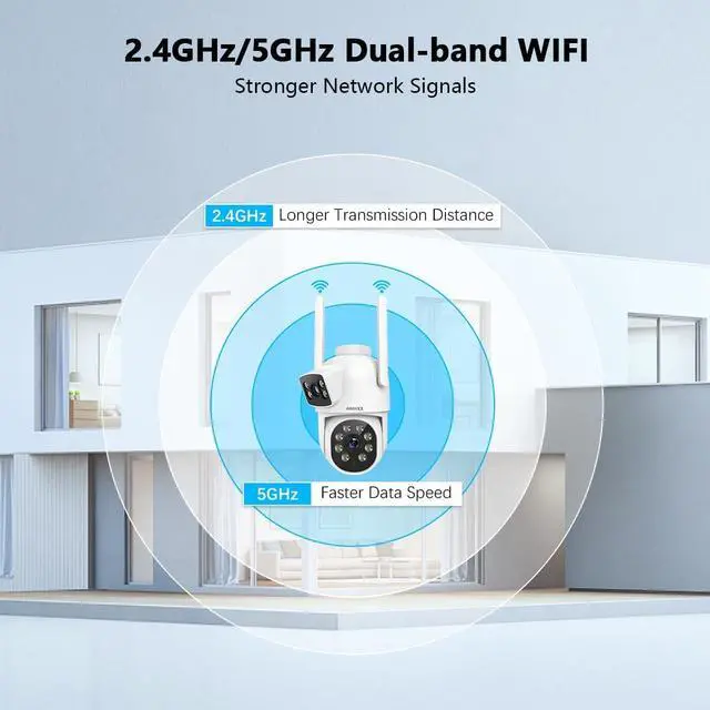 Alt view image 6 of 7 - OOSSXX (Dual Lens) Security Cameras Outdoor System,Wireless WiFi PTZ Camera for Home/House Surveillance,2-Way Audio/Video,Color Night Vision/Waterproof,Door Monitor and Alarm