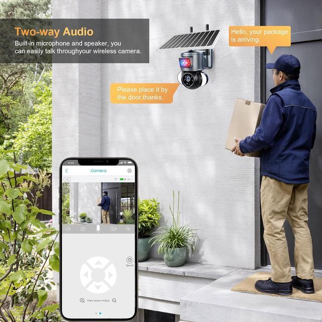 Alt view image 7 of 7 - 4G LTE celluar Security Camera with Sim Card 2K 4MP Solar Powered Security Cameras Wireless Outdoor no WiFi Needed Night Vision 360 PTZ Motion Sensor floodlight Camera for Home Security Waterproof