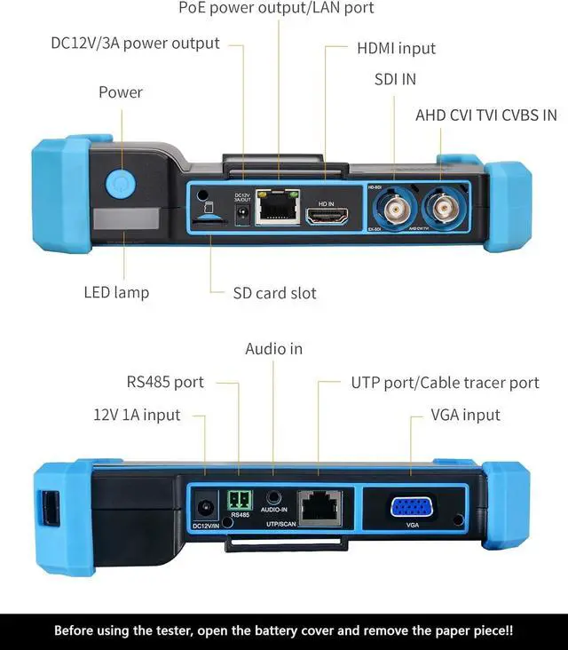 Alt view image 2 of 7 - IP Camera Tester with PoE,  CCTV Camera Test CVI TVI AHD SDI Analog Camera Test 5.4inch Touchscreen Cable Tracer RJ45 Cable TDR Test RS485 HDMI in VGA in (IPC-5200C Plus)