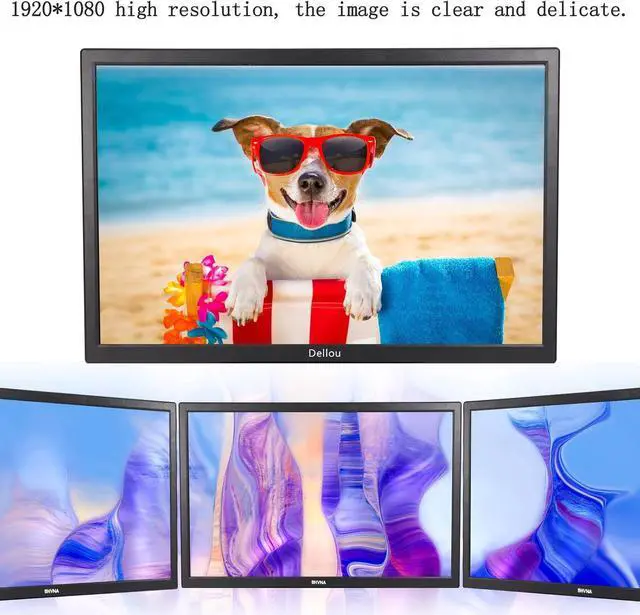 Alt view image 4 of 7 - 24 inch Touch Screen Monitoring LCD Display Security Camera Monitor Multifunction Interface HDMI, AV, BNC, VGA, USB, PC Input CCTV Computer Monitor Built-in Speaker, black