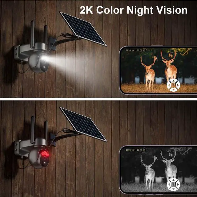 Alt view image 7 of 7 - No WiFi Security Camera No Internet Needed, Security Cameras Wireless Outdoor, Solar Camera Outdoor Wireless for Home Security, Human Motion Sensor, 360 PTZ, 2K Color Night Vision, IP66, (US Version)