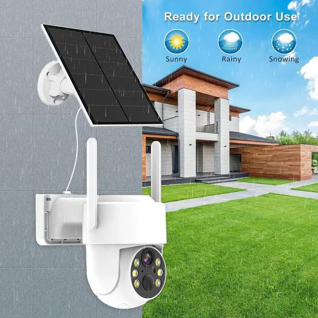 Alt view image 4 of 7 - Solar Security Cameras Wireless Outdoor, 2.4 GHz WiFi Camera with Solar Panel, PIR, 4MP Color Night Vision, 2-Way Talk, IP66, Solar Powered, Cloud/SD