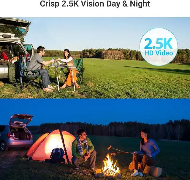 Alt view image 6 of 7 - Solar Security Cameras Wireless Outdoor, 2.4 GHz WiFi Camera with Solar Panel, PIR, 4MP Color Night Vision, 2-Way Talk, IP66, Solar Powered, Cloud/SD