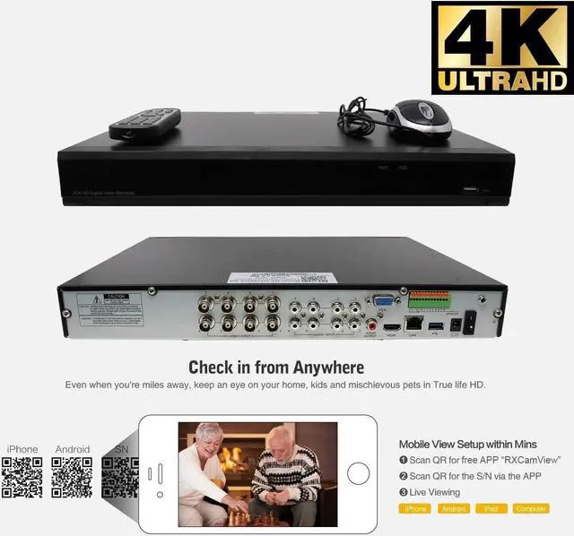 Alt view image 3 of 7 - Gadpiparty GW Security 8MP Security Camera System with AI Face/Human/Vehicle Detection, 8CH 4K DVR and 4 x 8MP 2160P Waterproof Microphone Coaxial CCTV Camera, Smart AI Alert & Playback, 1TB Hard Dri