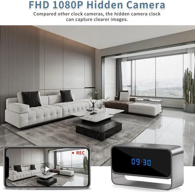 Alt view image 3 of 7 - Clock Camera with WiFi and Bluetooth, Full HD 1080P Wireless Indoor Security Camera