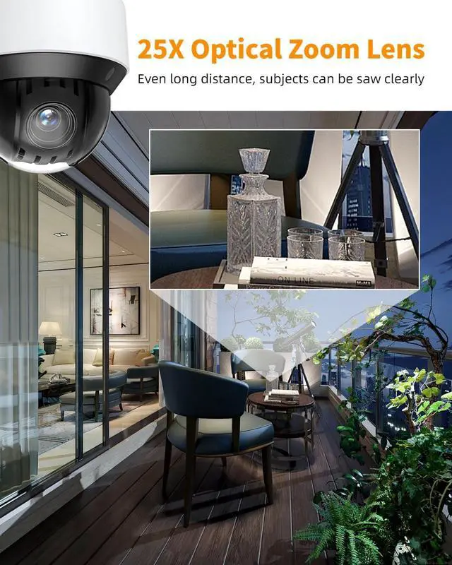 Alt view image 3 of 7 - 4MP PTZ IP Camera with Auto Tracking, PoE PTZ Network Camera with 25X Optical Zoom, 16X Digital Zoom, DarkFighter, Human/Vehicle Detection, 2DE4A425IWG-E (International English Version)