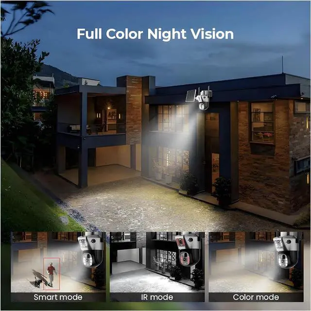 Alt view image 4 of 7 - Solar Camera 4G Sim Outdoor Surveillance Dual Lens WiFi 8MP 4K PTZ Solar Panel 360 Wireless Security Protection IP Cameras(4G Cam Add 64G)