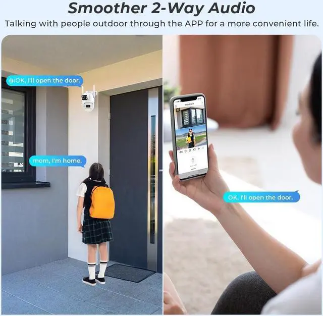Alt view image 3 of 7 - PEGATISAN WiFi Security Camera, 3MP+3MP PTZ Security Cameras WiFi Outdoor Camera,2K HD Night Vision,Two-Way Audio,Motion&Siren Alert with 64GB SD Card
