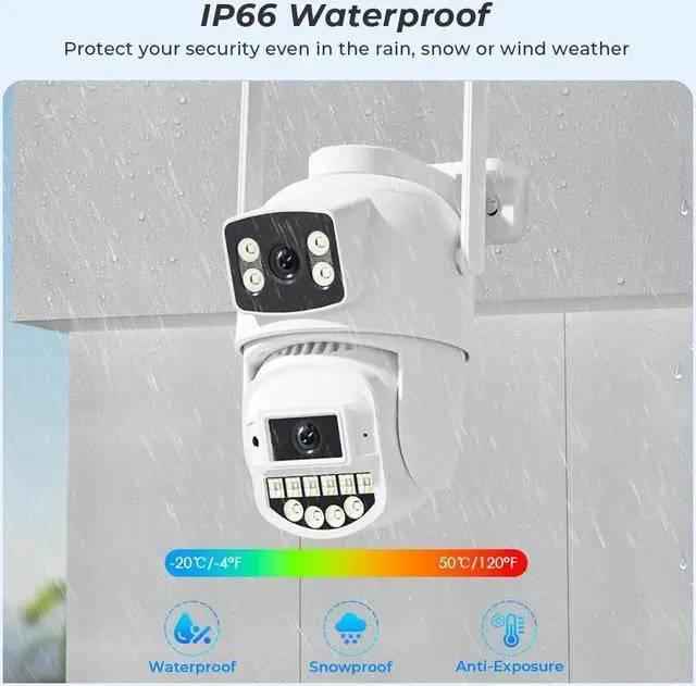 Alt view image 7 of 7 - PEGATISAN WiFi Security Camera, 3MP+3MP PTZ Security Cameras WiFi Outdoor Camera,2K HD Night Vision,Two-Way Audio,Motion&Siren Alert with 64GB SD Card