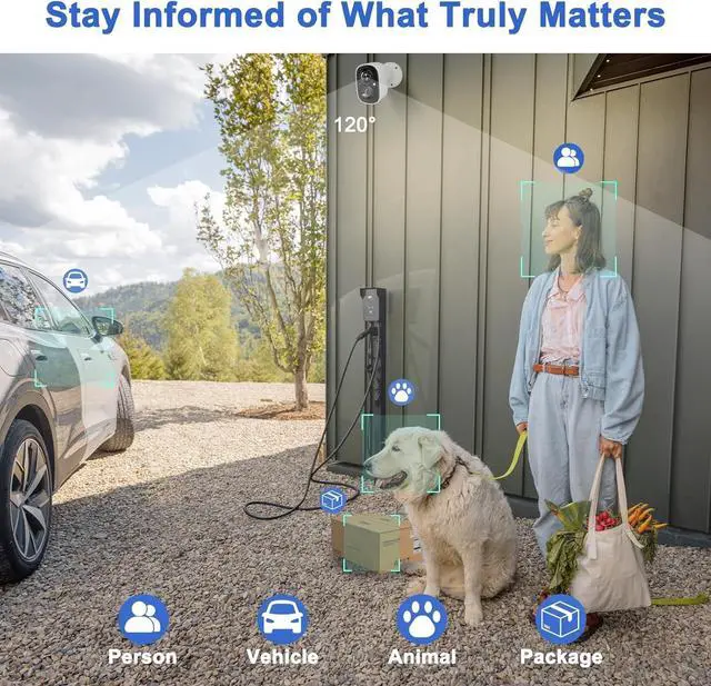 Alt view image 6 of 7 - 2-Pack Security Cameras Wireless Outdoor, 2K Battery Powered WiFi Cameras for Home Security with AI Motion Detection, Color Night Vision, Spotlight, Siren, Waterproof, SD/Cloud Storage