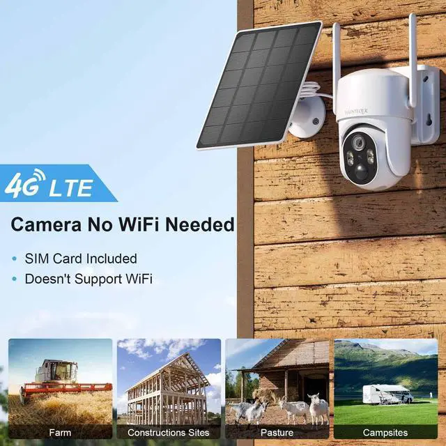 Alt view image 3 of 7 - 4G LTE Cellular Security Camera, No WiFi Security Camera Outdoor, Security Cameras Wireless Outdoor Solar Powered, 360° Live View, 2K HDR Color Night Vision, Smart Motion Sensor, Built in SIM Card