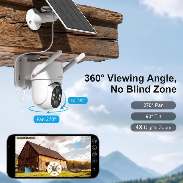 Alt view image 5 of 7 - 4G LTE Cellular Security Camera, No WiFi Security Camera Outdoor, Security Cameras Wireless Outdoor Solar Powered, 360° Live View, 2K HDR Color Night Vision, Smart Motion Sensor, Built in SIM Card