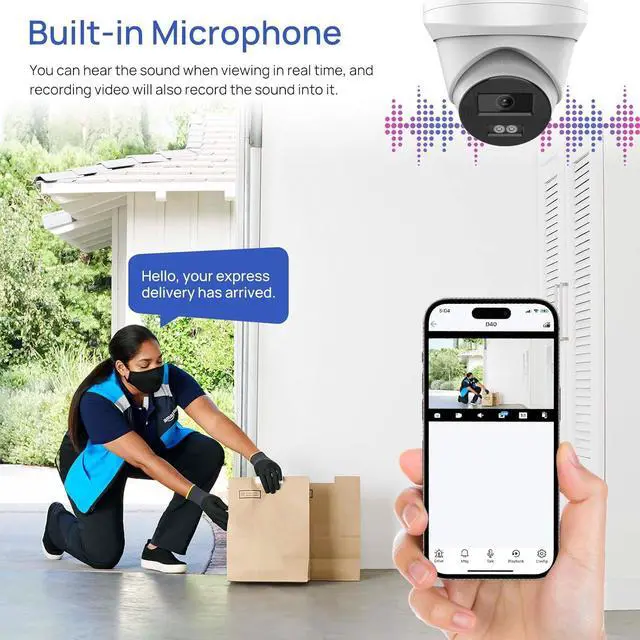 Alt view image 5 of 7 - VIKYLIN 4K 8MP IP POE Camera,Smart Hybrid Color Night Vision,Outdoor Security Camera with Audio, AI Human Vehicle Detection, 2.8mm Lens,SD Card Solt