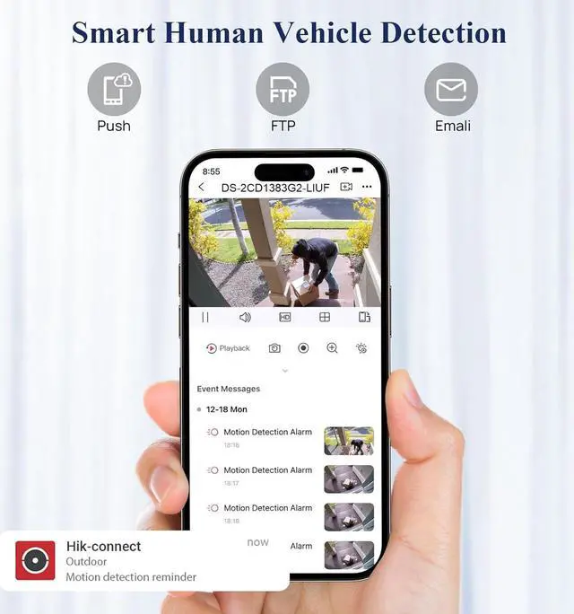 Alt view image 4 of 7 - VIKYLIN 4K 8MP IP POE Camera,Smart Hybrid Color Night Vision,Outdoor Security Camera with Audio, AI Human Vehicle Detection, 2.8mm Lens,SD Card Solt