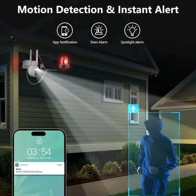 Alt view image 4 of 7 - OOSSXX 4G LTE Cellular Security Camera Solar Security Cameras Wireless Outdoor,4MP Indoor Solar Battery PTZ WiFi Camera for Home Security System with PIR,2-Way Audio,SIM Card Included