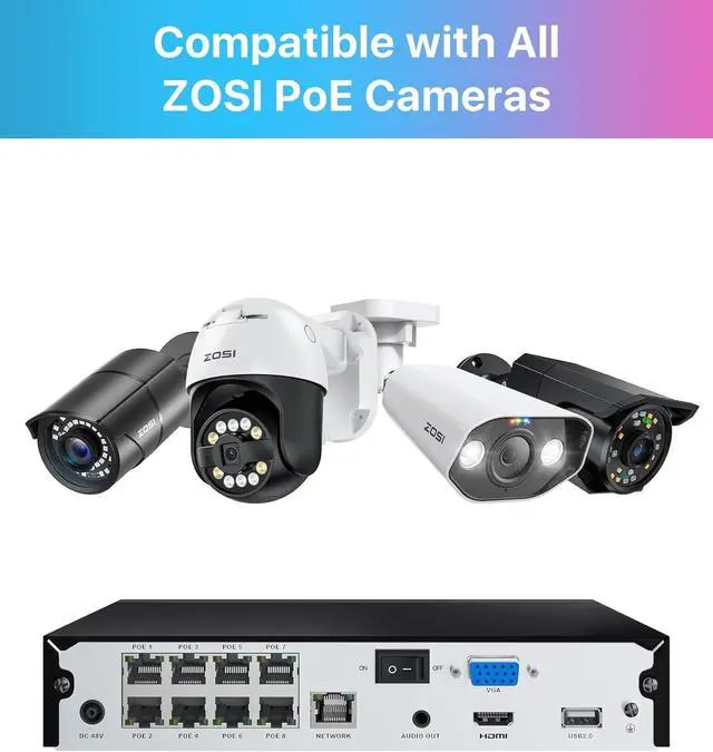 Alt view image 7 of 7 - Gadpiparty ZOSI 4K 8 Channel PoE NVR System (16CH Expandable) with 2TB HDD for 24/7 Recording, Playback, Remote Access, Motion Detection, H.265+ Network Video Recorder only Work with Our PoE IP Camer