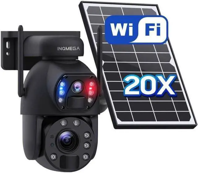 Main image of INQMEGA [20X Optical Zoom] 6MP Solar Security Camera with Dual-Screen,Solar Camera Wireless Outdoor,Color Night Vision,Dual Screen,2.4G WiFi