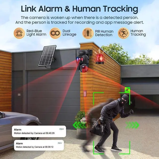 Alt view image 5 of 7 - INQMEGA [20X Optical Zoom] 6MP Solar Security Camera with Dual-Screen,Solar Camera Wireless Outdoor,Color Night Vision,Dual Screen,2.4G WiFi