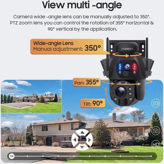 Alt view image 6 of 7 - INQMEGA [20X Optical Zoom] 6MP Solar Security Camera with Dual-Screen,Solar Camera Wireless Outdoor,Color Night Vision,Dual Screen,2.4G WiFi