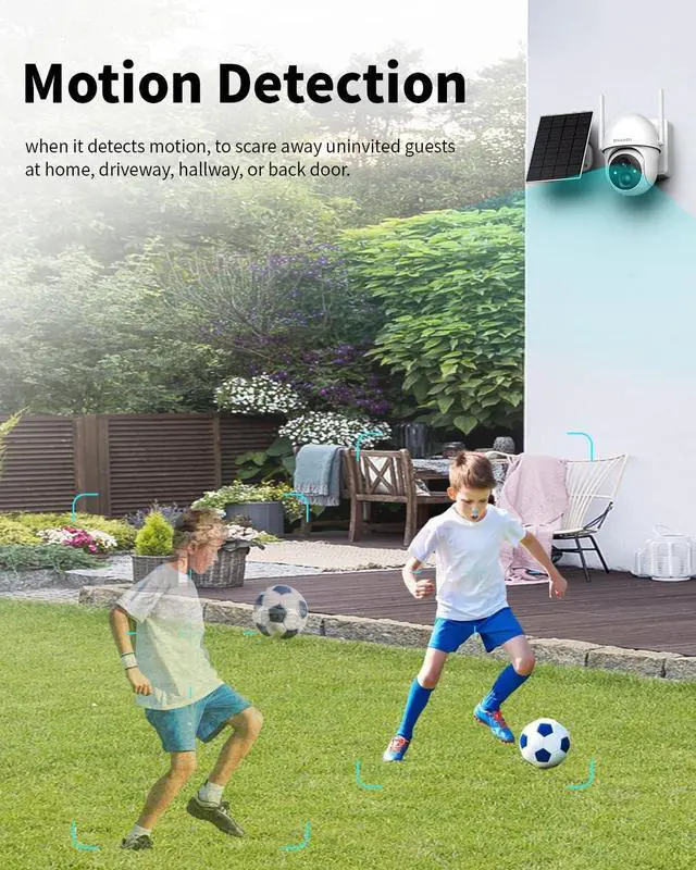 Alt view image 6 of 7 - Solar Security Camera Outdoor Wireless, 2K Home/Outdoor Security Cameras Wireless, 2.4 GHz 360° Solar Security Cameras, No Blind Spots, PIR Motion Detection, 2-Way Audio, Security Camera