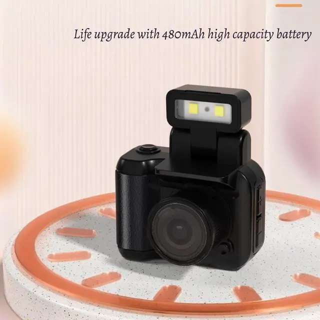 Alt view image 7 of 7 - Retroscope Mini Camera, Retro Mini Camera, Retro Snap Camera, Tiny Camera Keychain, Mini Camera Keychain, 1080P Vintage Small Digital Camera Video Recorder with LED Flash Light (White, 32GB)