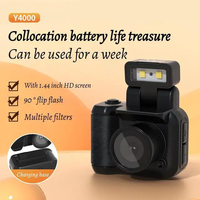 Alt view image 2 of 7 - Retroscope Mini Camera, Retro Mini Camera, Retro Snap Camera, Tiny Camera Keychain, Mini Camera Keychain, 1080P Vintage Small Digital Camera Video Recorder with LED Flash Light (White, 32GB)