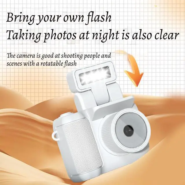 Alt view image 4 of 7 - Retroscope Mini Camera, Retro Mini Camera, Retro Snap Camera, Tiny Camera Keychain, Mini Camera Keychain, 1080P Vintage Small Digital Camera Video Recorder with LED Flash Light (White, 32GB)
