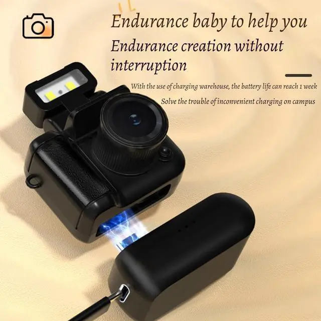Alt view image 5 of 7 - Retroscope Mini Camera, Retro Mini Camera, Retro Snap Camera, Tiny Camera Keychain, Mini Camera Keychain, 1080P Vintage Small Digital Camera Video Recorder with LED Flash Light (White, 32GB)