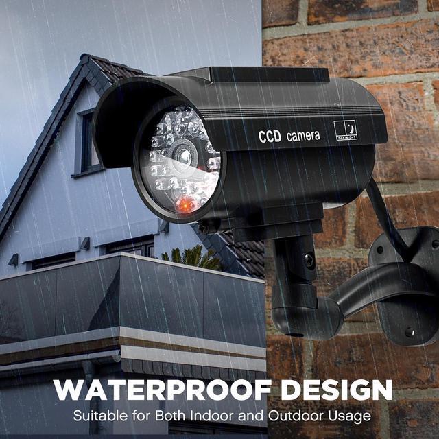 Alt view image 3 of 7 - Kanayu 12 Pieces Solar Powered Fake Security Camera Dummy Security Camera Simulated Surveillance Camera with Realistic Red Flashing Lights for Indoor Outdoor Home Store