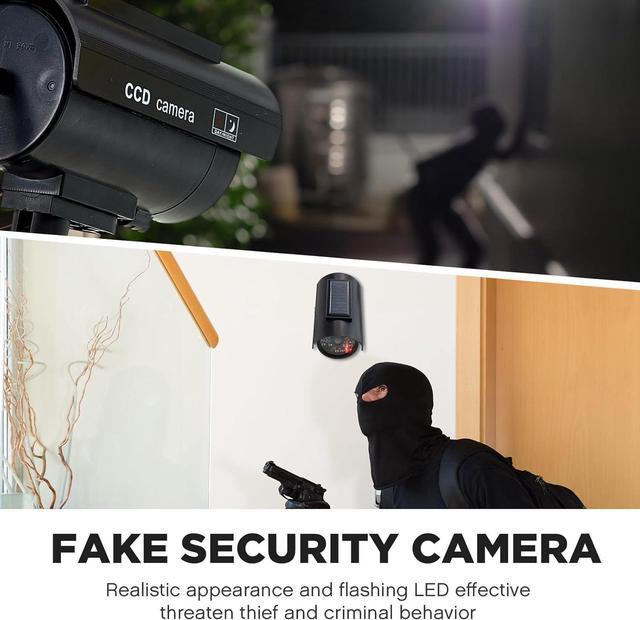 Alt view image 7 of 7 - Kanayu 12 Pieces Solar Powered Fake Security Camera Dummy Security Camera Simulated Surveillance Camera with Realistic Red Flashing Lights for Indoor Outdoor Home Store