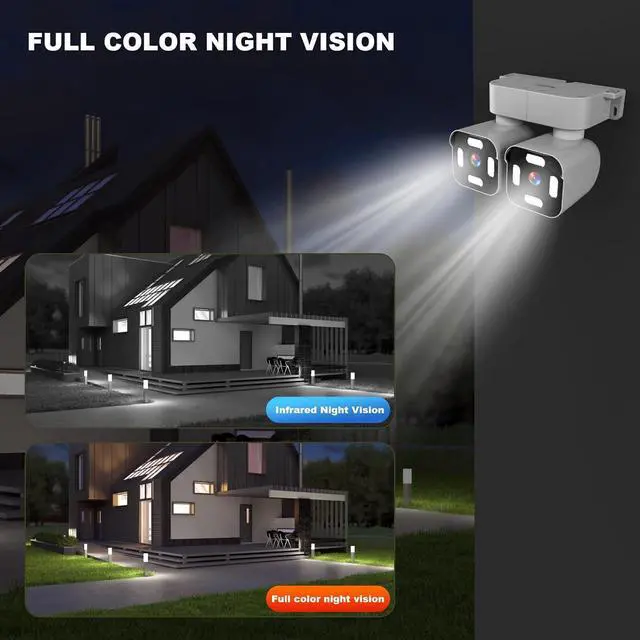 Alt view image 4 of 7 - Dual Lens WiFi Outdoor Cameras For Home Security, 2.5K/5MP House Cameras With Audio And Video, PTZ Security Cameras Wireless Outdoor With Auto Tracking, Outdoor Camera Wired Support Color Night Vision