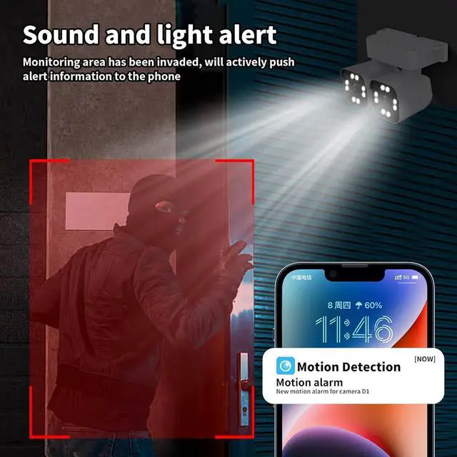 Alt view image 5 of 7 - Dual Lens WiFi Outdoor Cameras For Home Security, 2.5K/5MP House Cameras With Audio And Video, PTZ Security Cameras Wireless Outdoor With Auto Tracking, Outdoor Camera Wired Support Color Night Vision