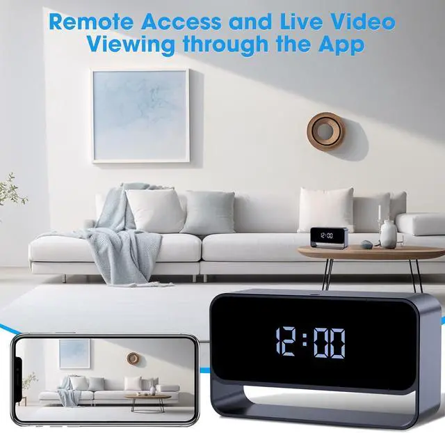 Alt view image 2 of 6 - Hidden Camera Clock, FHD 1080P Wireless Secret Cam, WiFi Nanny Cam, Strong Night Vision, Small Discreet Cam for Home Indoor Security