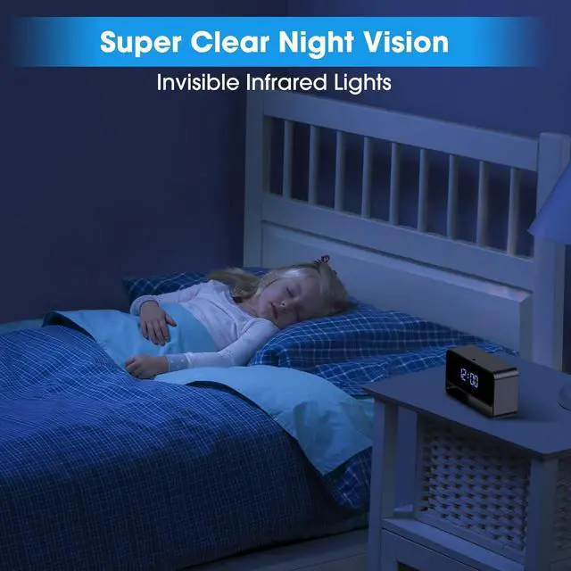Alt view image 5 of 6 - Hidden Camera Clock, FHD 1080P Wireless Secret Cam, WiFi Nanny Cam, Strong Night Vision, Small Discreet Cam for Home Indoor Security