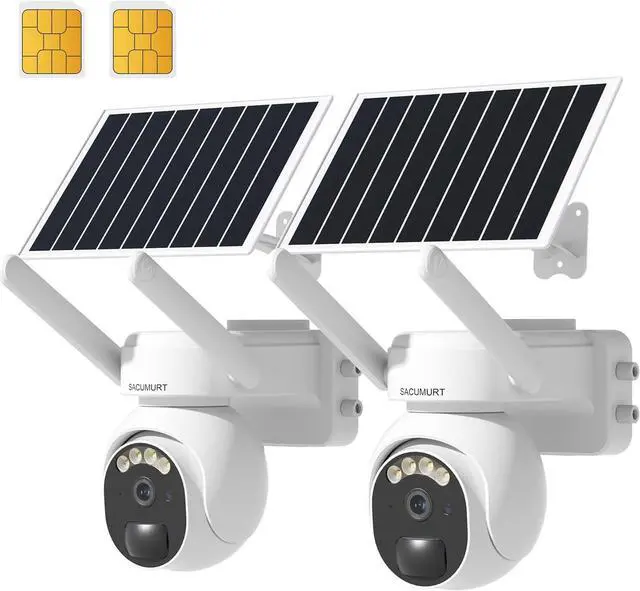 Main image of No WiFi Security Camera, Wireless Camera No Internet Needed, 2K 360° View Solar Cameras for Home Security, Color Night Vision, PIR Motion Sensor, 2 Way Talk, Phone App Alert, (US Version), 2 Pack