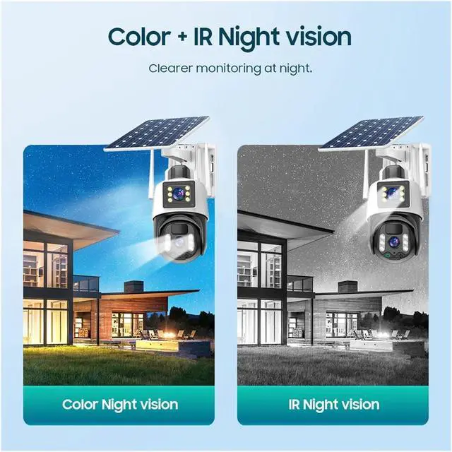 Alt view image 4 of 6 - V380 PRO 4K 8MP Wireless CCTV Camera WiFi, Solar CCTV Camera Outdoor, IP Security Monitoring Camera(WiFi Black)